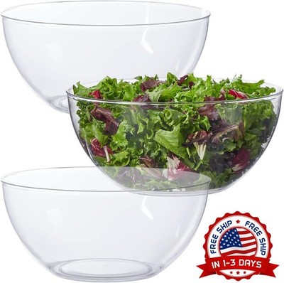 Juego de 3 tazones de plástico transparente para ensalada y servir de 10pulgadas