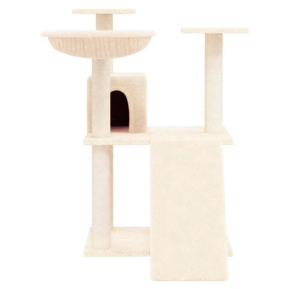 vidaXL Cat Tree 83cm – Cream Scratching Post Tower with Sisal, Activity Centre  - Image 3 of 4