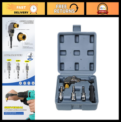 4Pcs Right Angle Drill Adapter Set - 105° Angle Attachment & Socket Extensions f