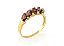 2ct Natural Red Garnet Five Stone Engagement Ring 14K Yellow Gold Plated