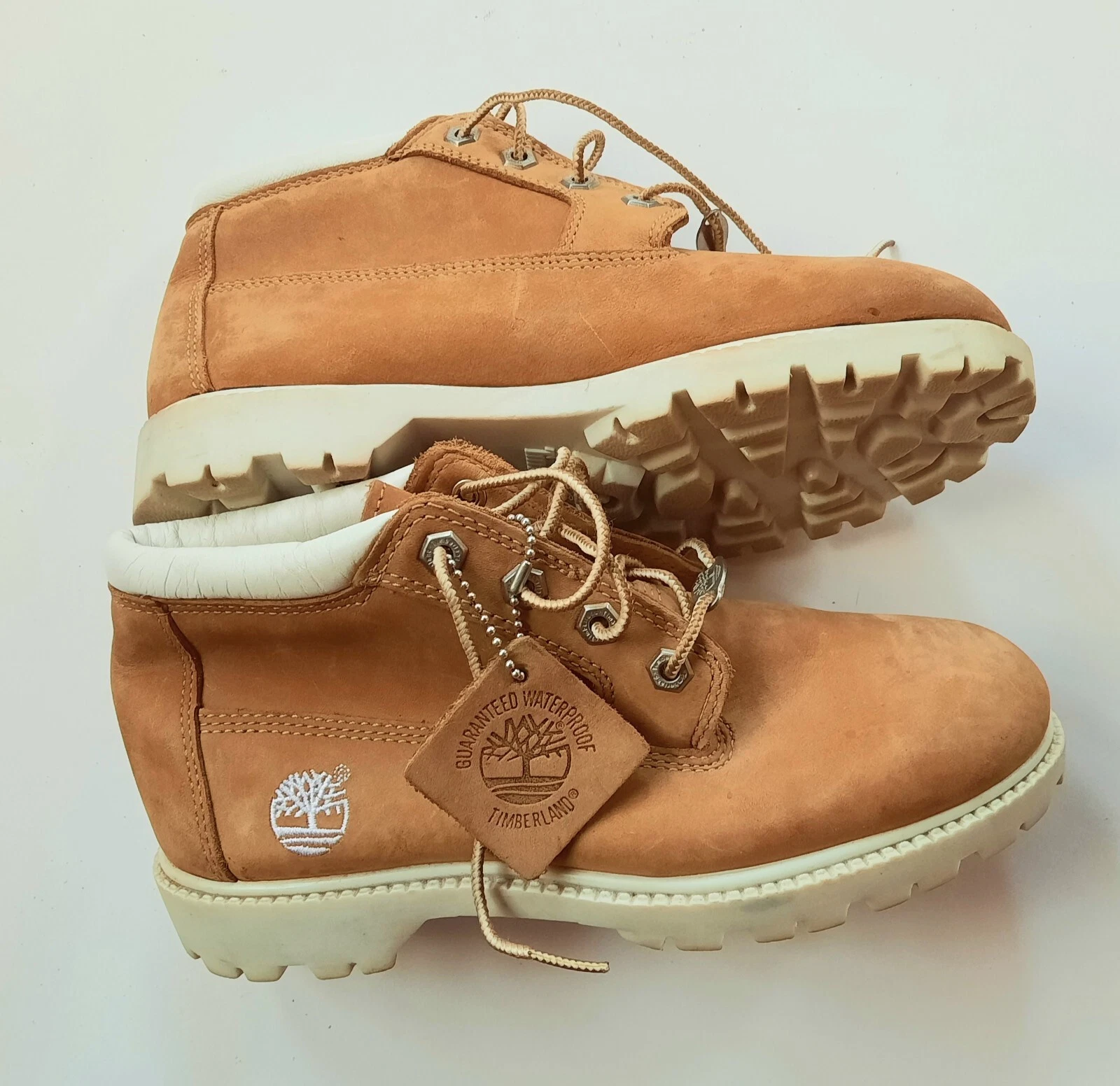 Timberland stivali pelle donna taglia 8 5 impermeabili chukka caviglia grano stringati 7M