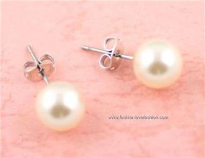 1 Pair Pierced Faux Pearl Round Stud Earrings 13 Colors with 4 Sizes to Choose