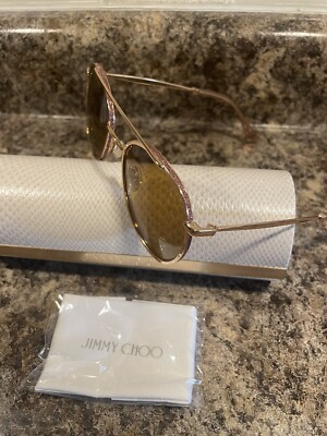 Jimmy Choo Gold and Sparkling Sunglasses Excellent condition NEW AUTHENTIC JIMMY CHOO VELA/G/S P4GD1 SUNGLASSES Grey Gold  main image 2