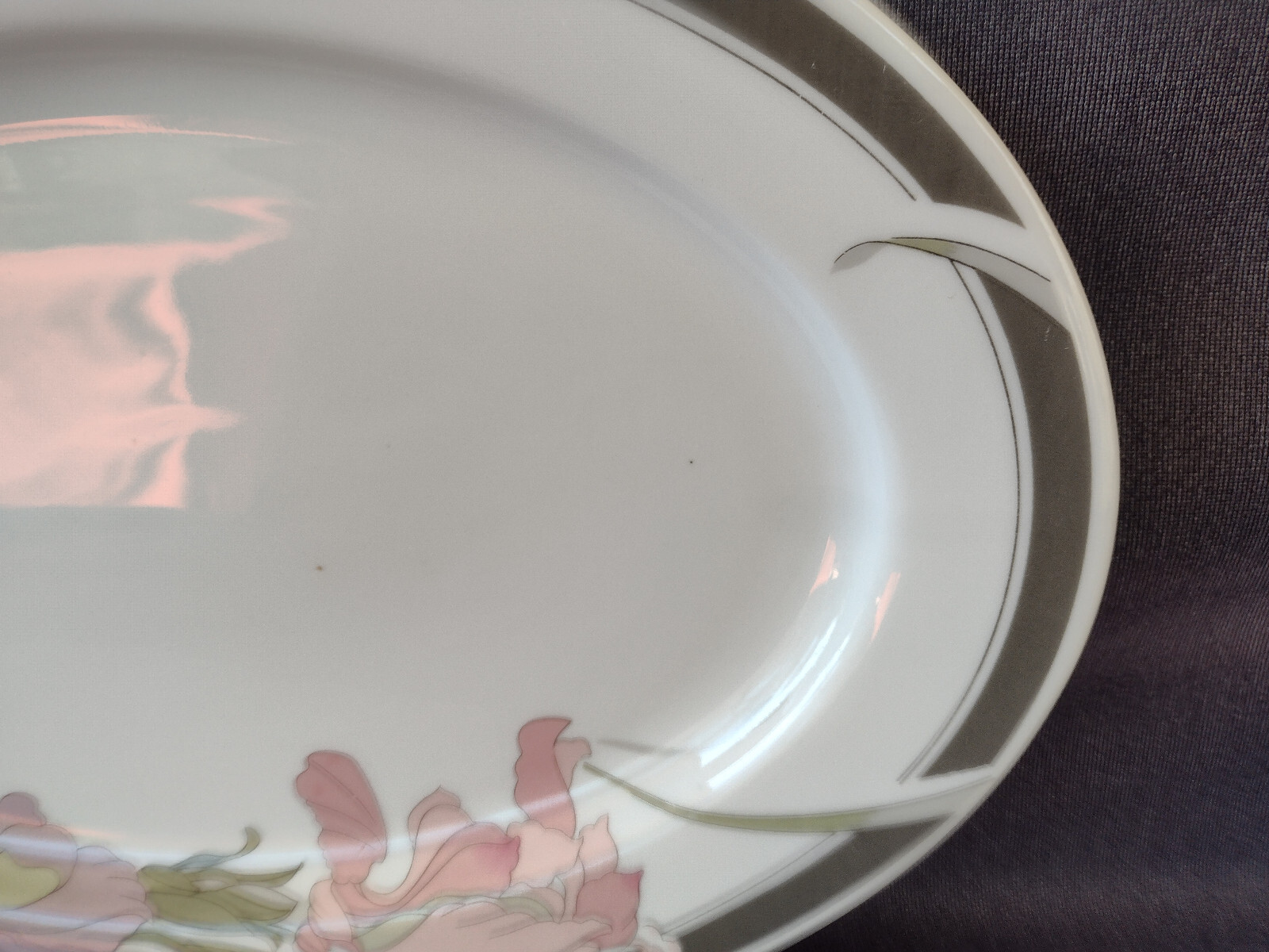 Vintage Silverie Fine China 14" Oval Serving Platter Iris Floral eBay