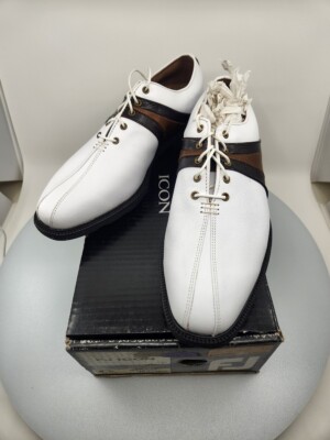 NEW]FootJoy Men's Icon Golf Shoes 52155 (White,Brown) / (Choose