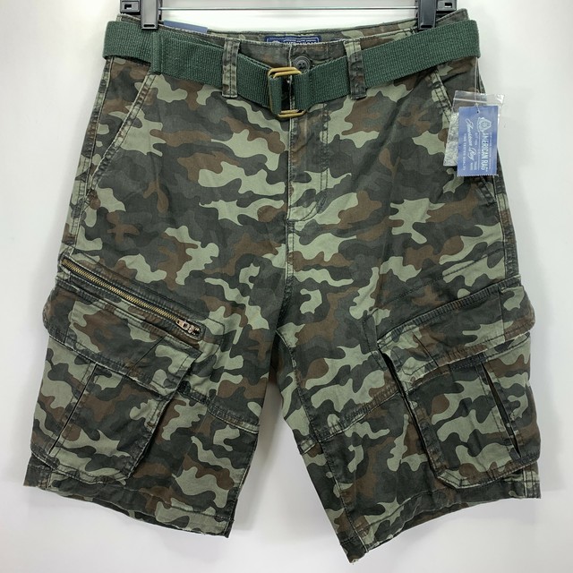 American Rag Mens Belted Relaxed Cargo Shorts Camo 29 eBay
