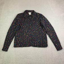 VTG Mohair Cardigan Sweater Womens Large Christopher Banks Black Ragg Full Zip
