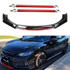 Front Bumper Lip Body Kit Splitter Spoiler Glossy Black Red For Honda Civic Si E
