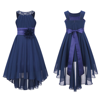 Girls Halter Chiffon High Low Wedding Bridesmaid Flower Girl Dress Prom Gown | eBay Girls Halter Chiffon High Low Wedding Bridesmaid Flower Girl Dress Prom Gown | eBay