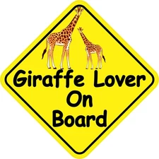 6in x 6in Giraffe Lover On Board Magnet Car Truck Vehicle Magnetic Sign
