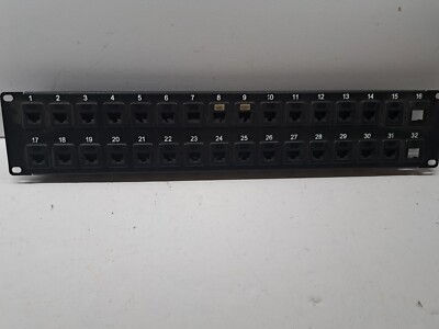 32-Port 2U 19'' Rack Mount Patch Panel Black For Keystone Jack with 30 cat6 jacks