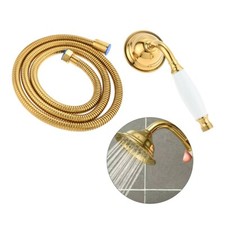 Gold Shower Head Wall Mount Type Screw-In Handheld Shower Spray W/150cm Hose