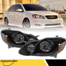 For 2003-2008 Toyota Corolla Headlights Headlamps Black Housing Leftright Set