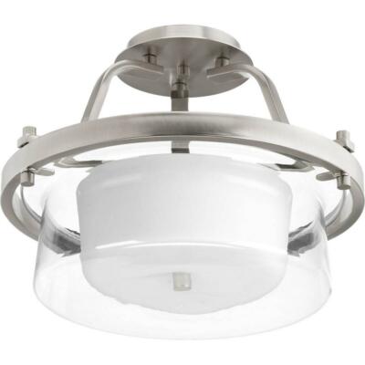 Progress Lighting Indulge 2-light Brushed Nickel Semi-Flush Mount