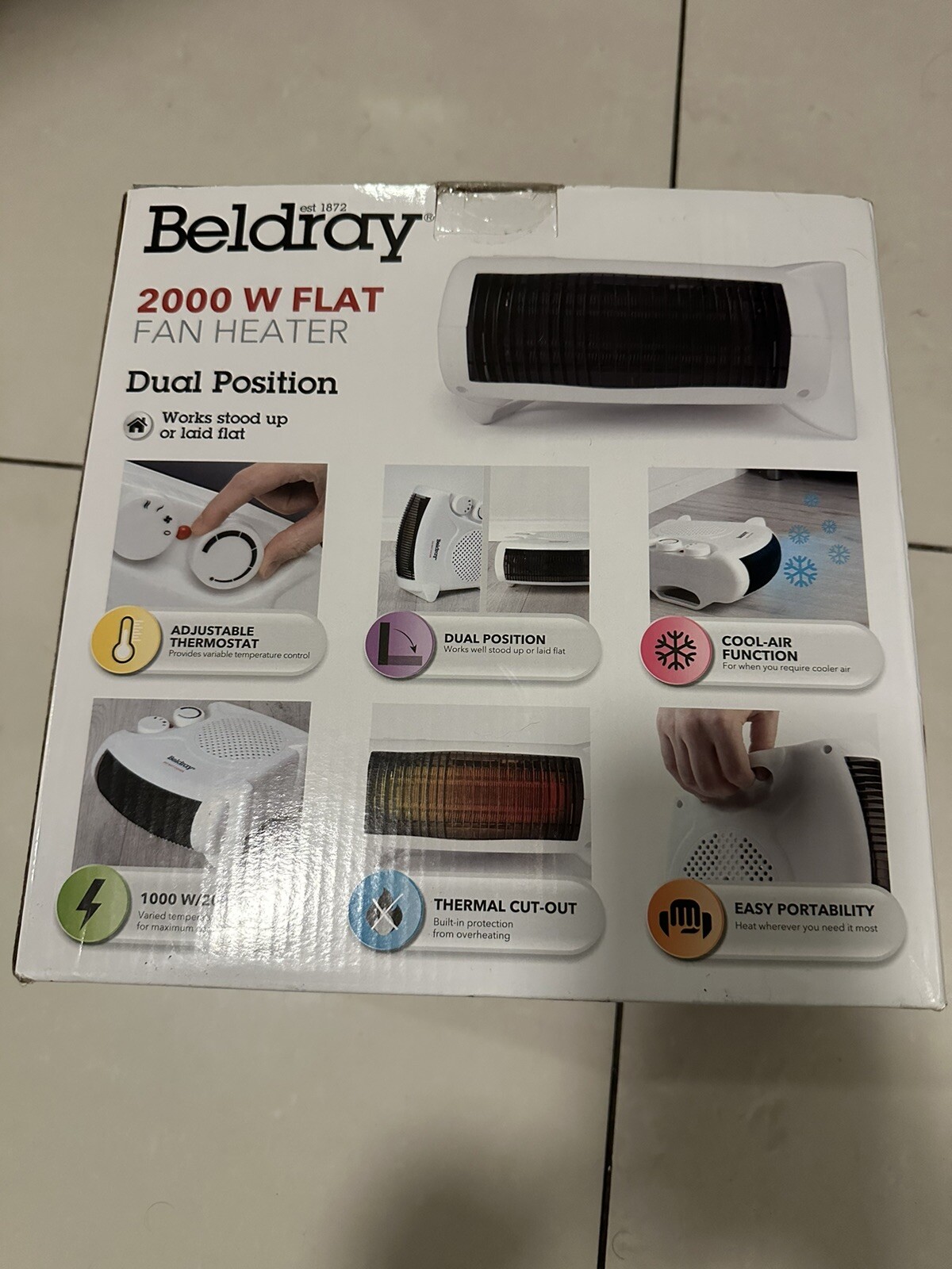 Beldray Electric Upright/Flat Portable Fan Heater with Cool Air Function  2000W | eBay