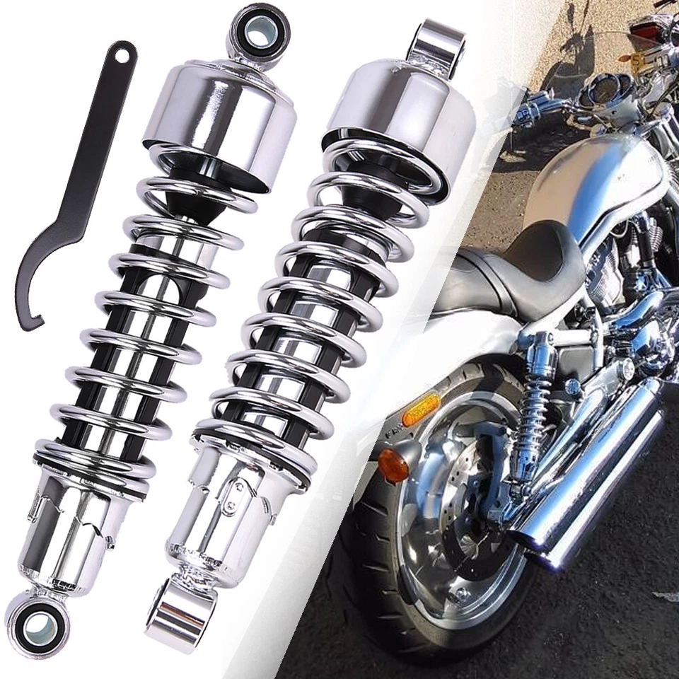 Pair Chrome Rear Shocks Absorber For Harley Sportster XL883 1200 72 48 1979-2012 - Image 4 of 4