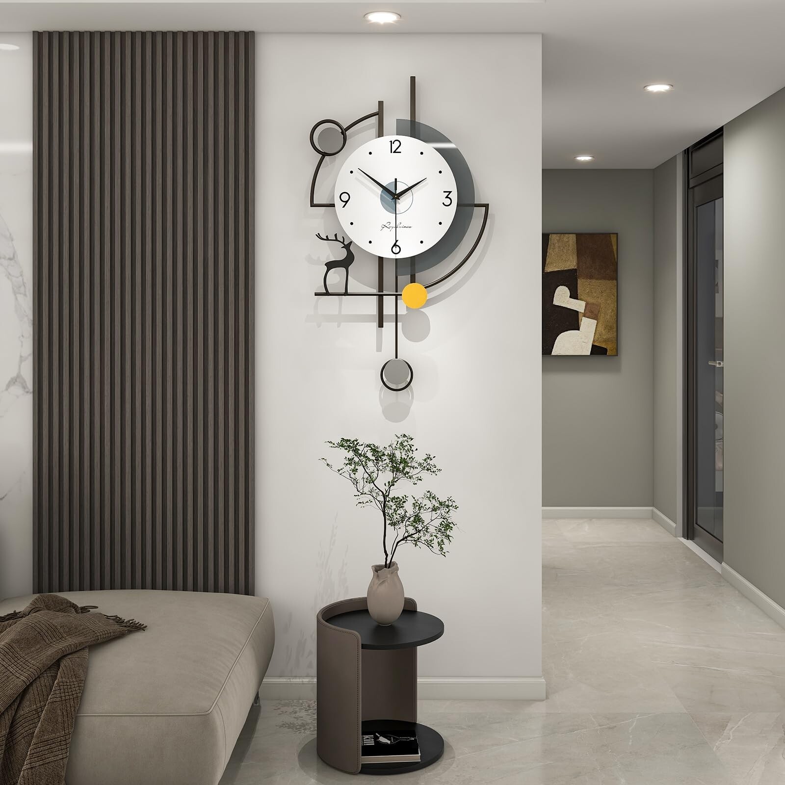 FLEBLE Extra Large Wall Clock for Living Room Decor Modern Wall Clocks Decora...