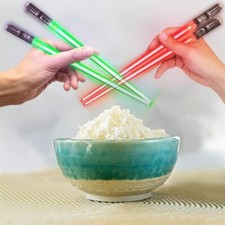 1 Pairs Chopsticks Light Up LED Glowing Light Saber Chop Sticks Reusable