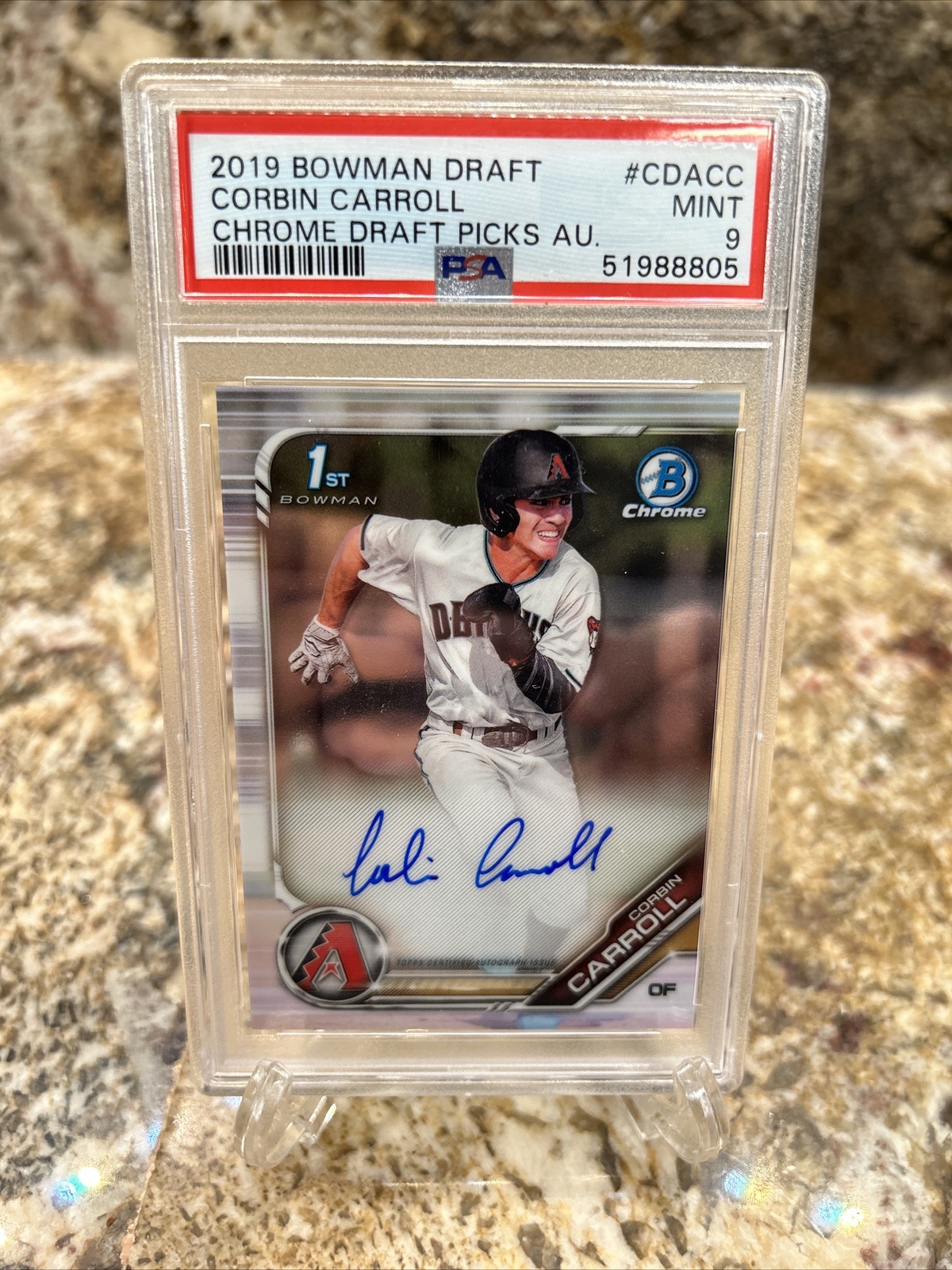 Corbin Carroll 2019 1st Bowman Draft Chrome Base Auto Prospect Rookie Near Mint