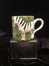 Vintage Lillian Veron Majolica Mug Zebra Collectible Mug Rare