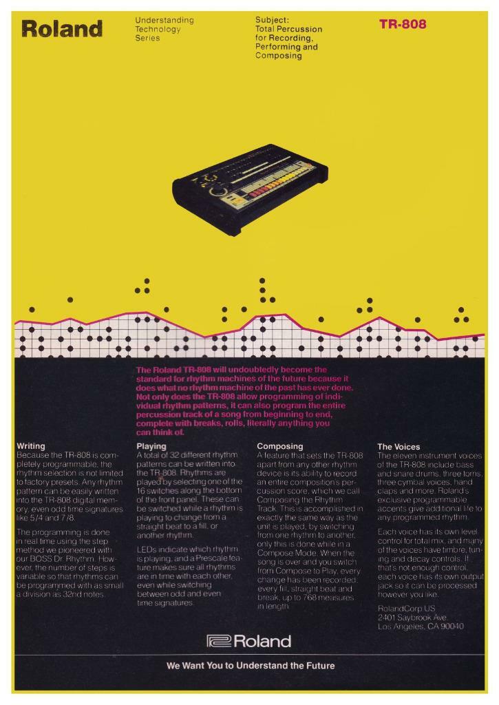Roland TR-808 * POSTER * Hip Hop Drum Machine music store Promo