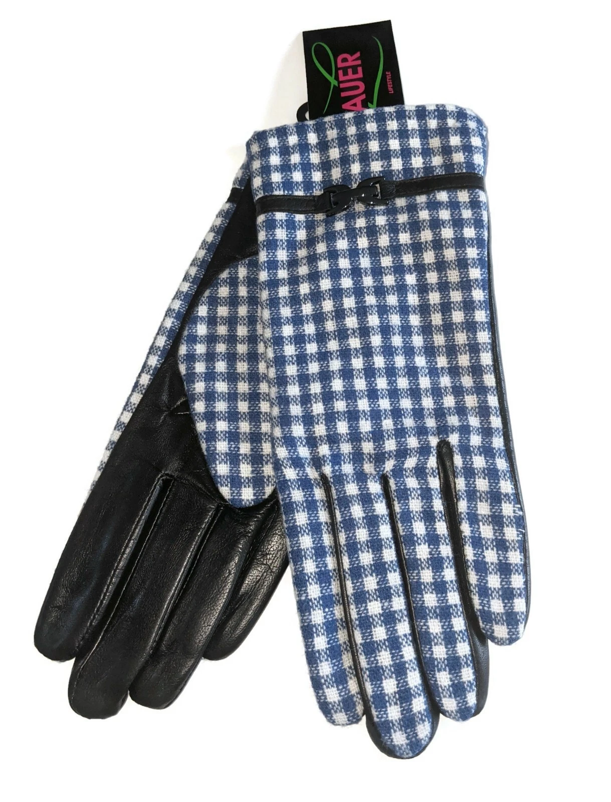 Women's Better Genuine Leather Palm Gloves, XL, Calico Blue Check, NEW*
