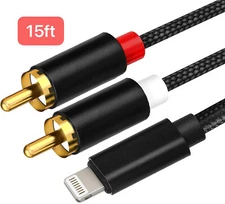 2-Male RCA to iOS/android Adapter Audio Stereo Cable Aux Cord Compatible for pad