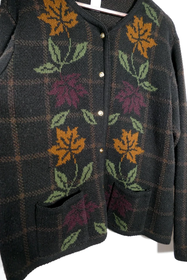 Cárdigan Crystal Kobe Mujer Hoja Abotonada Talla L Oscuro Cottagecore Academia Foto 3 de 4