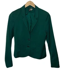 H&M Emerald Long Notch Lapel Career Blazer Jacket Women’s Size
