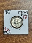1935 P Mercury Dime Gem BU Uncirculated MS+ FB Full Bands Superb Coin (Raw16286)