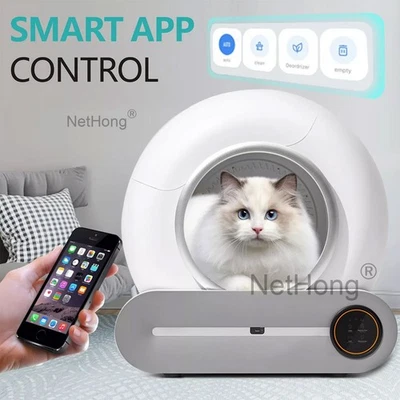 Automatic Cat Litter Box 65L Self Cleaning Litter Tray Smart App Control WIFI UK