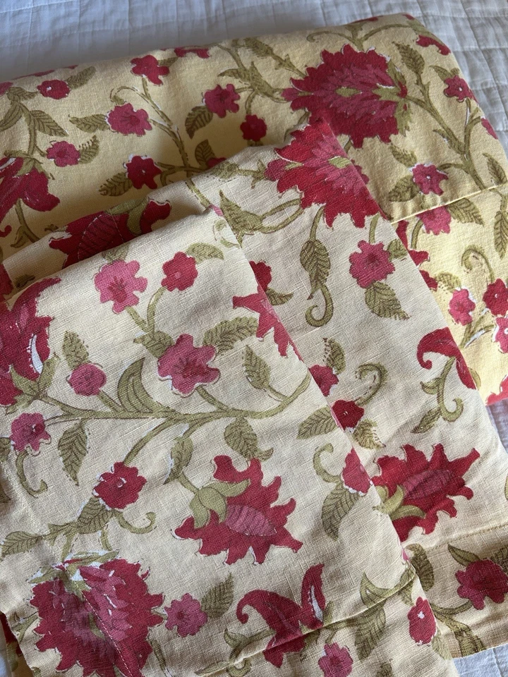 Funda nórdica Pottery Barn Vanessa Palampore 'Colette' de lino amarilla floral FQ Foto 4 de 4