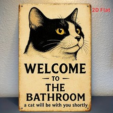 2D Flat,Tin Metal Signs Home D cor 8x12inch vintage Funny Welcome Sign - Black