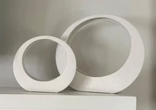 Set of 2 Schwartz Modern White Circle Round Decorative Accessories / Accents