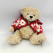 Peluche ours beige gilet laine…