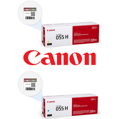 Canon Genuine 055 Yellow & Cyan Toner Cartridges   High Capacity *NEW*