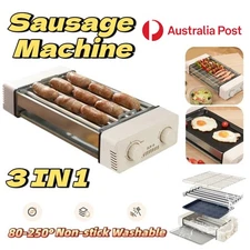 Electric Sausage Machine Hot Dog Roller Grill Baking BBQ 6 Tube Multifunction AU