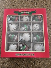 NEW Christopher Radko Shiny Brite Small Flocked Christmas Ornaments Set of 12