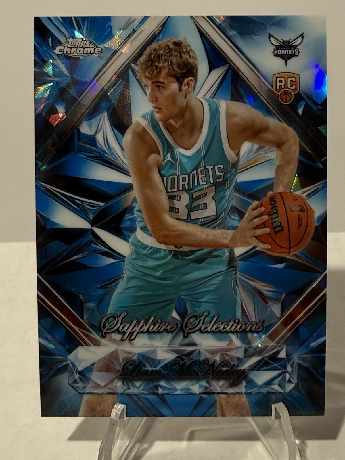 2025-26 Topps Chrome Sapphire Liam McNeeley RC SS-20 Hornets Sapphire Selections
