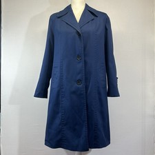 Vintage 70s Leijona Lion of Finland" Trench Coat Navy Swiss Stoffels Fabric M/L