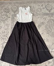 Pretty Garden Women's Sleeveless White Black Long Dress Size Medium