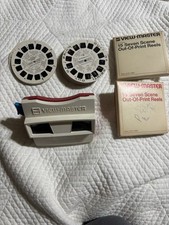 Vintage View-Master Viewer Red and White Made in USA +38 Reels 30 OOP