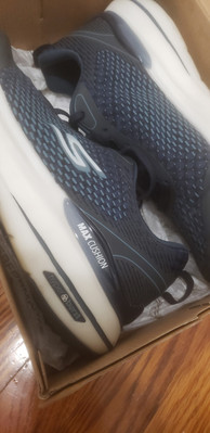 ※T※ Skechers Max Cushioning Hyper Burst Synergy Navy Blue Mens Size 11