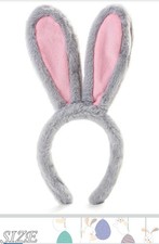 Gray Pink Bunny Ears Headband Easter Costume Accessory Adult Unisex