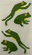 FROGS Stickers(4pc)Mrs. Grossman's•Jumping•Hopping •Amphibian•Croke•Tadpole•Tree