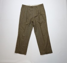Vintage 90s Ralph Lauren Mens 36x30 Wool Pleated Wide Leg Chino Pants Plaid
