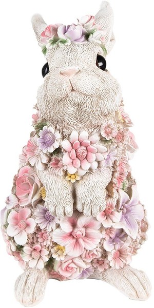 Clayre & Eef 6PR4881 Deko Kaninchen 16X13X25 Cm Rosa Polyresin-image