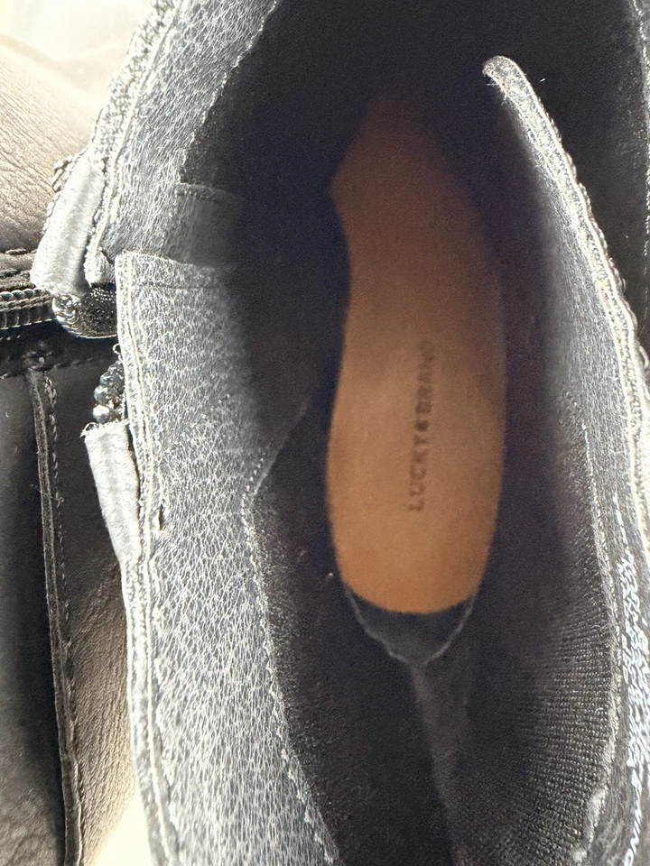 Lucky Brand Moto Boot Ondalucia  Zipper Buckle Leather Combat Platform Chunky - Image 4 of 4