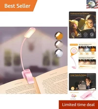 Stepless Dimming LED Book Light in Pink - Portable & Eye-Friendly for Reading