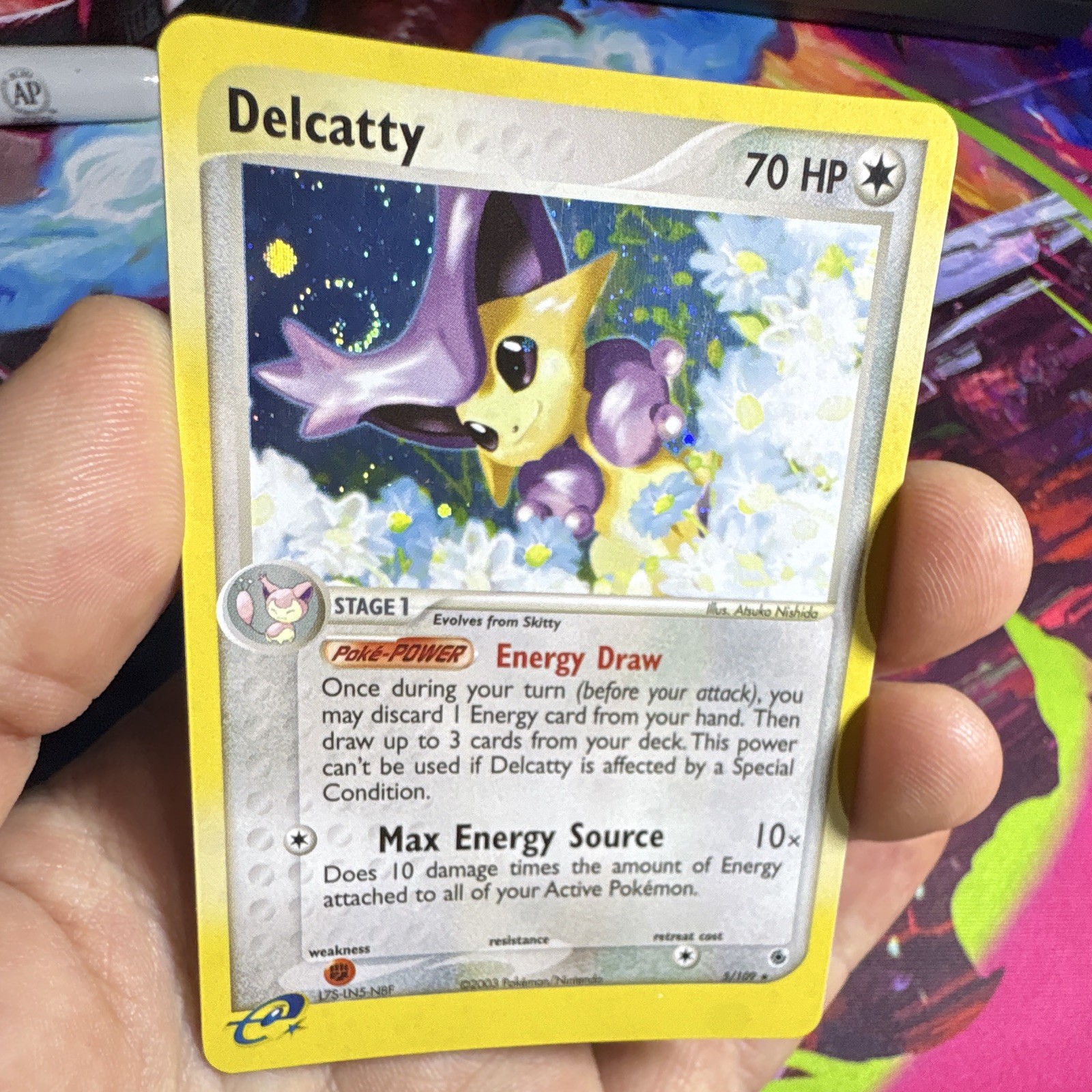 Delcatty 5/109 Holo Rare EX Ruby & Sapphire Pokemon TCG EN 2003 Amazing Swirl